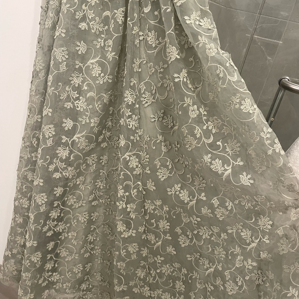 BHLDN Sage Green Lace Spaghetti Strap Dress - Picture 5 of 8
